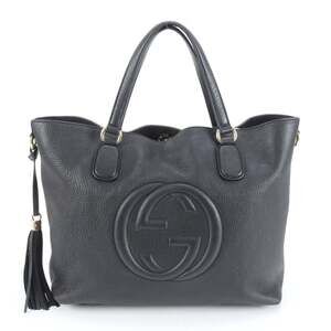 Gucci Soho Tassel 282303 Leather Tote Bag Shoulder Handbag Black Women's